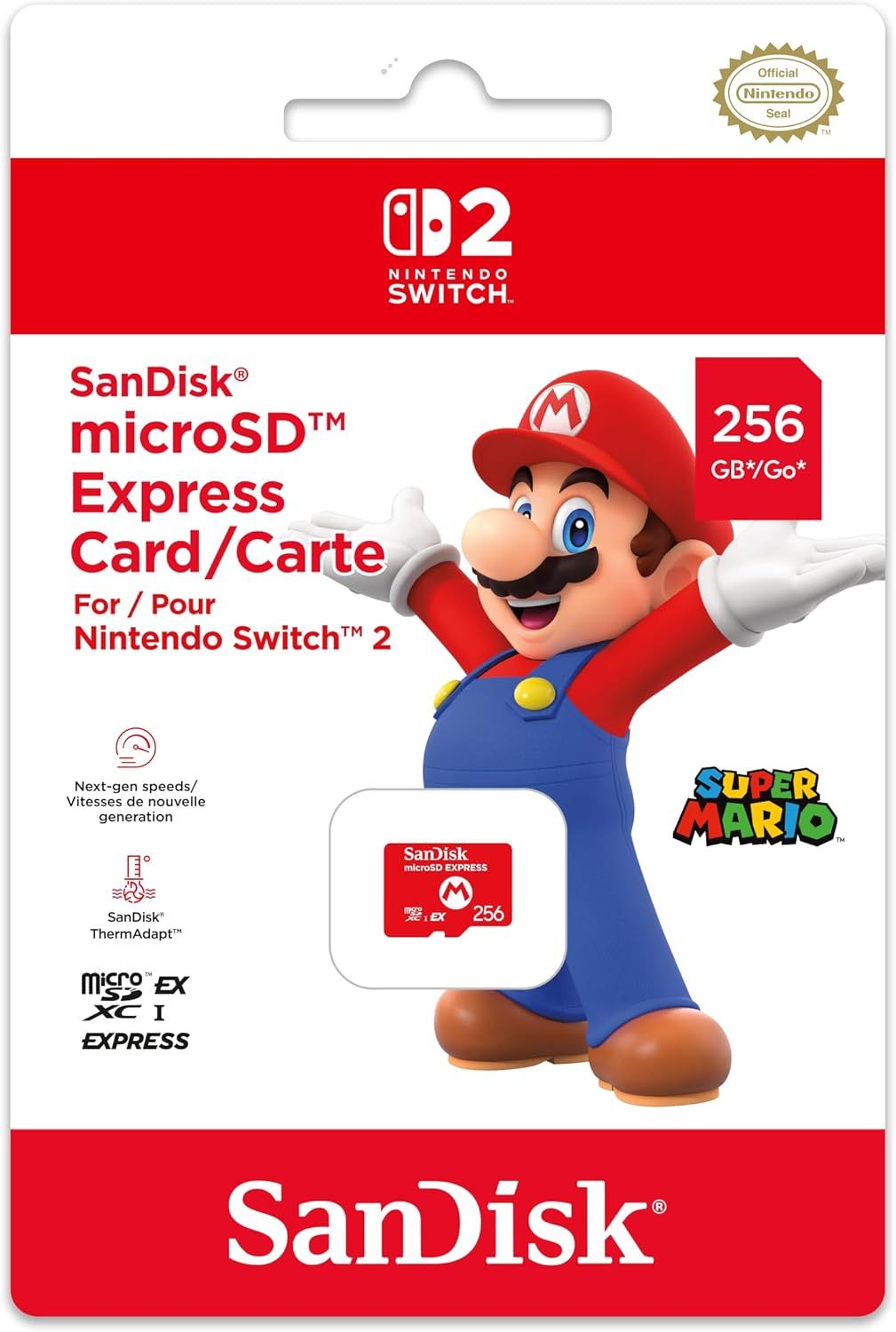 Carte mémoire micro SD express 256 Go SanDisk pour Nintendo Switch 2