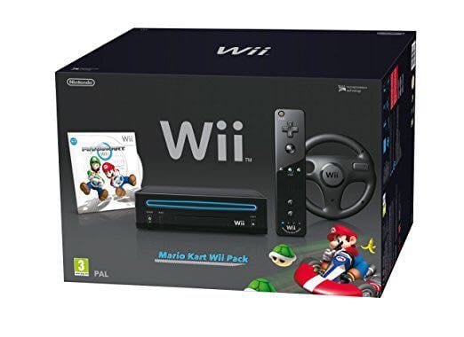 Console Wii noire - Pack Mario Kart + Volant Wii 