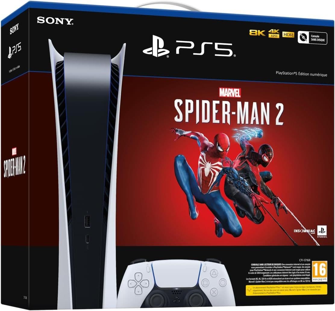 Console PS5 Edition numérique - Pack Spider-Man 2