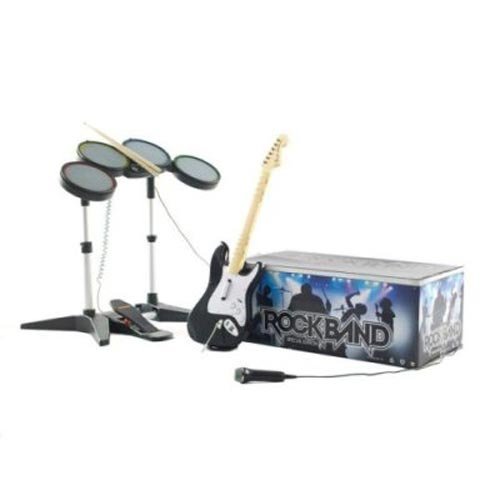 Rock Band + Kit d'accessoires (batterie + micro + guitare)