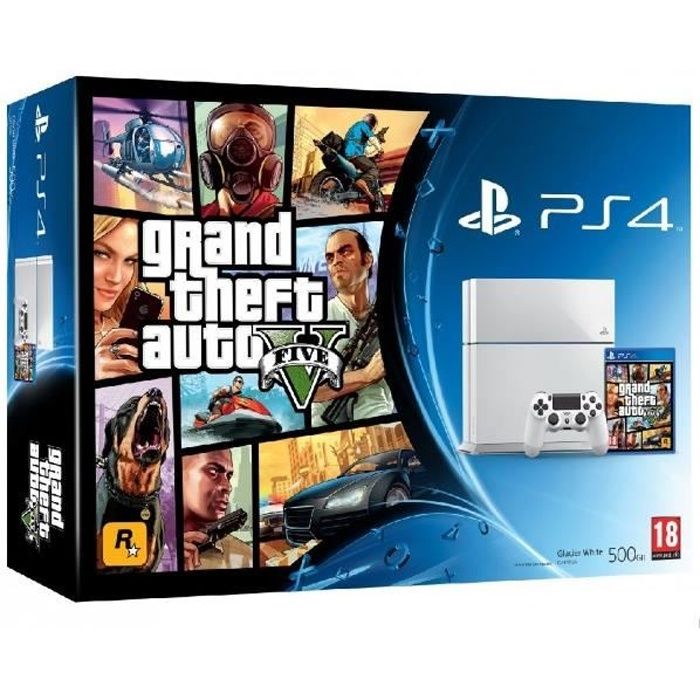 Console PS4 couleur blanche - pack GTA V