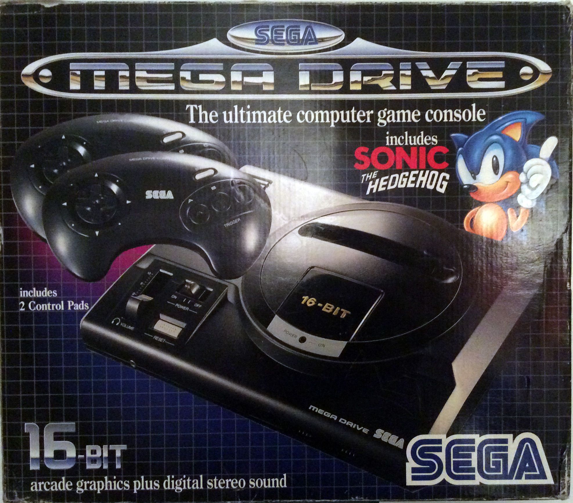 Pack Megadrive 1 + 2 Manettes + Sonic