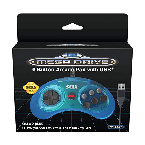 Manette SEGA Mega Drive - clear blue [retrobit]