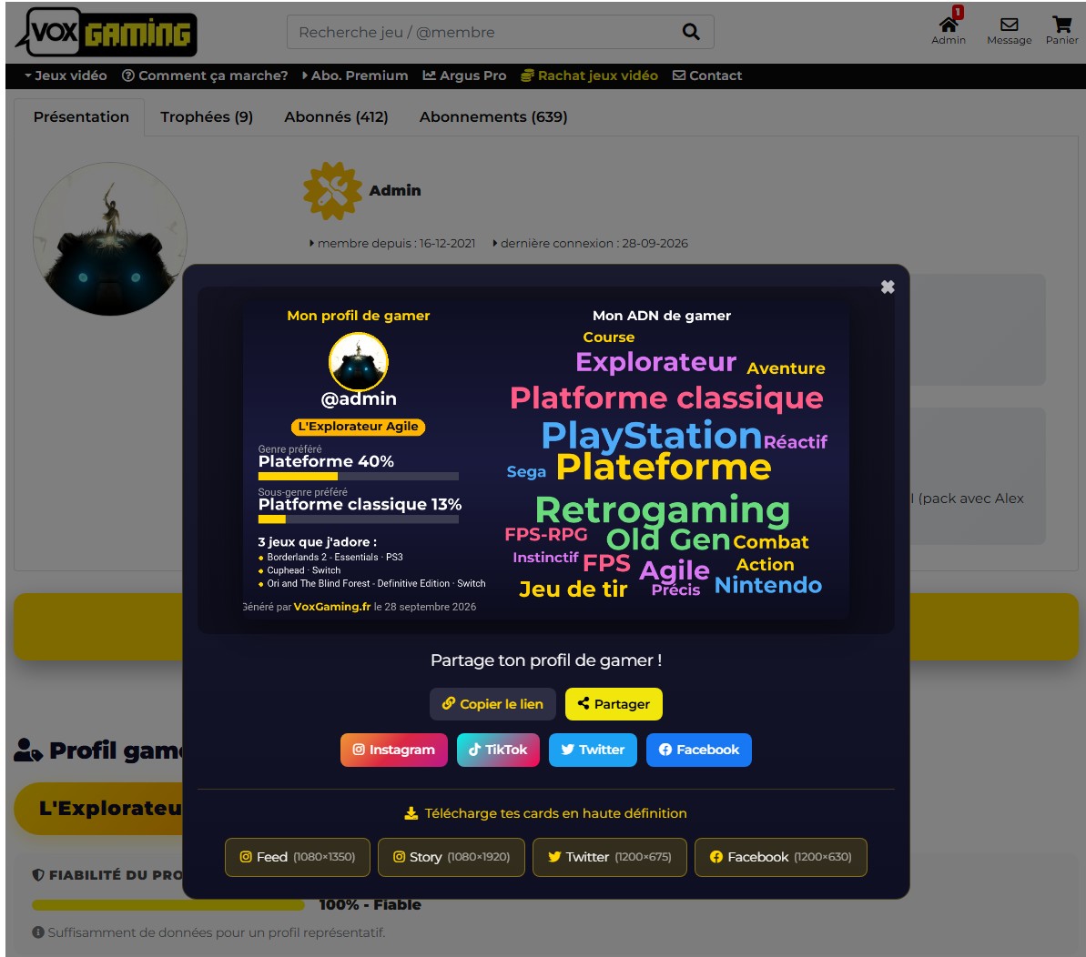 Gamer Card VoxGaming à partager