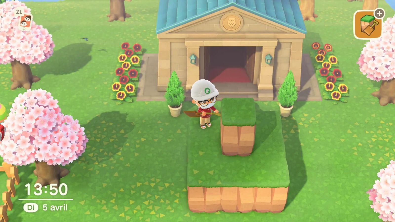Exemple de terraforming avec le Remod'Île dans Animal Crossing: New Horizons.