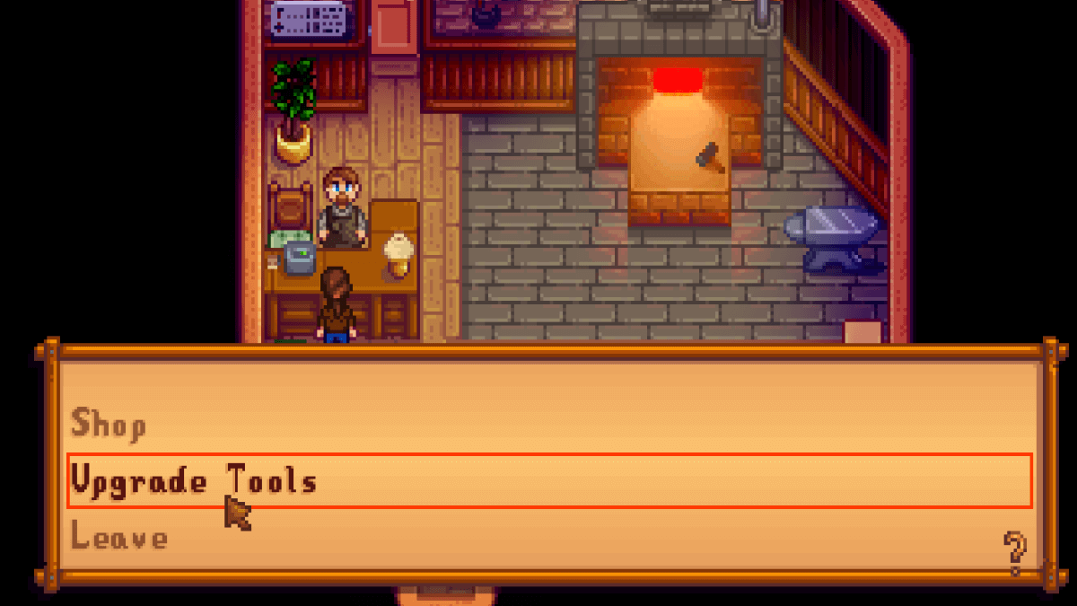 Le forgeron améliore nos outils dans Stardew Valley.