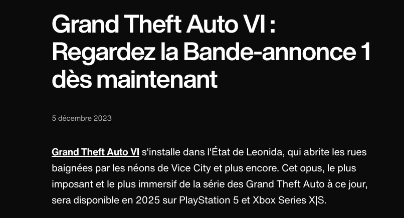 Message de Rockstar Games sur son site