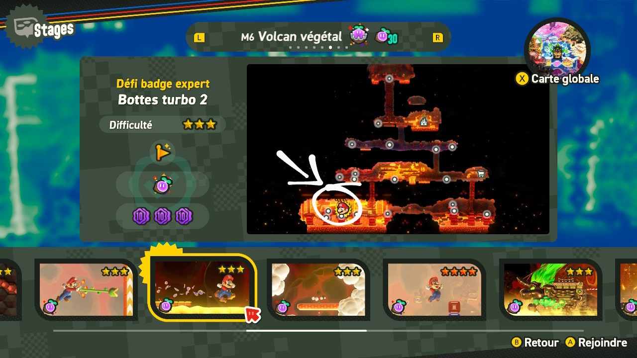 Plan du Volcan Végétal de Mario Wonder