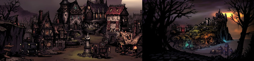 le hameau de Darkest dungeon