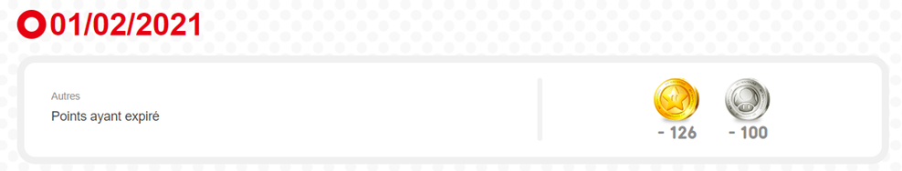 Message relatif à l'expiration de points sur le site de My Nintendo.
