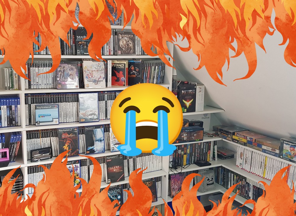 collection de jeux vidéo en feu