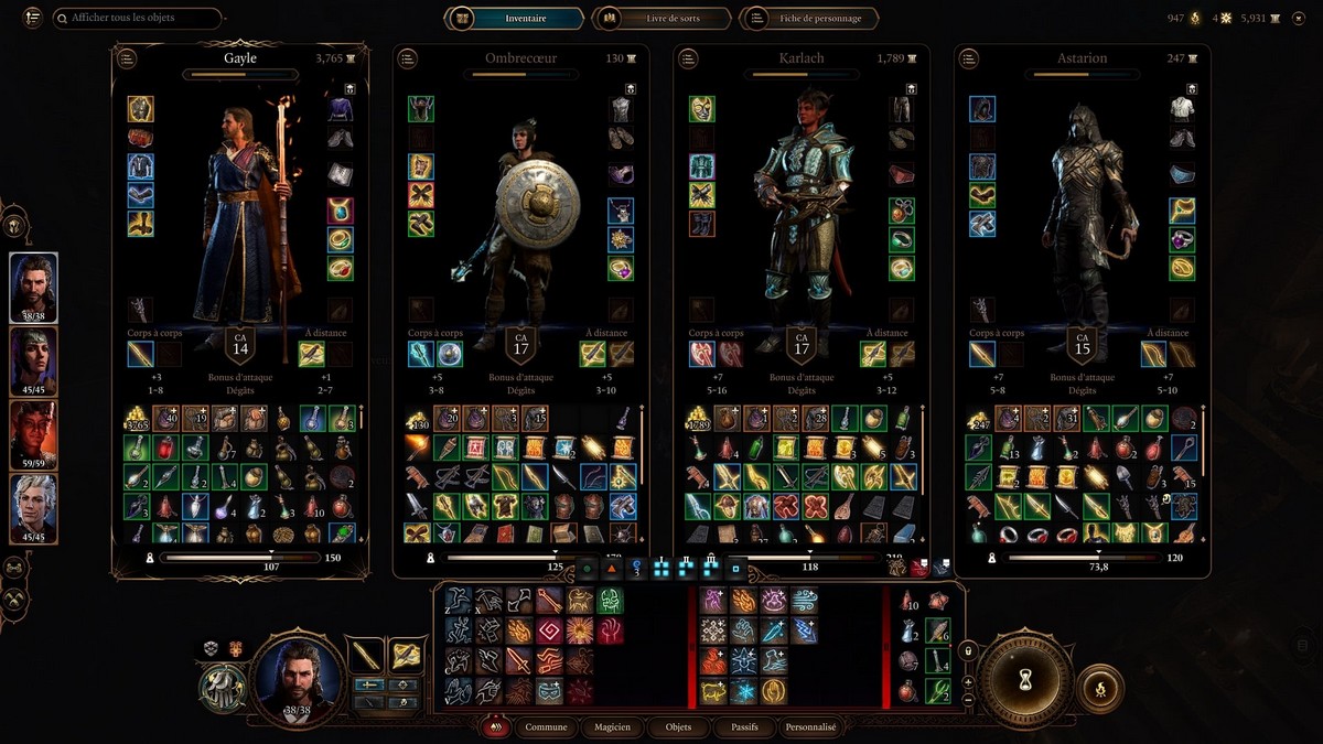 inventaire baldur's gate 3