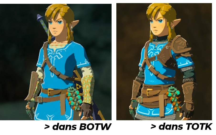 différence de la tunique entreZelda BOTW et Zelda TOTK